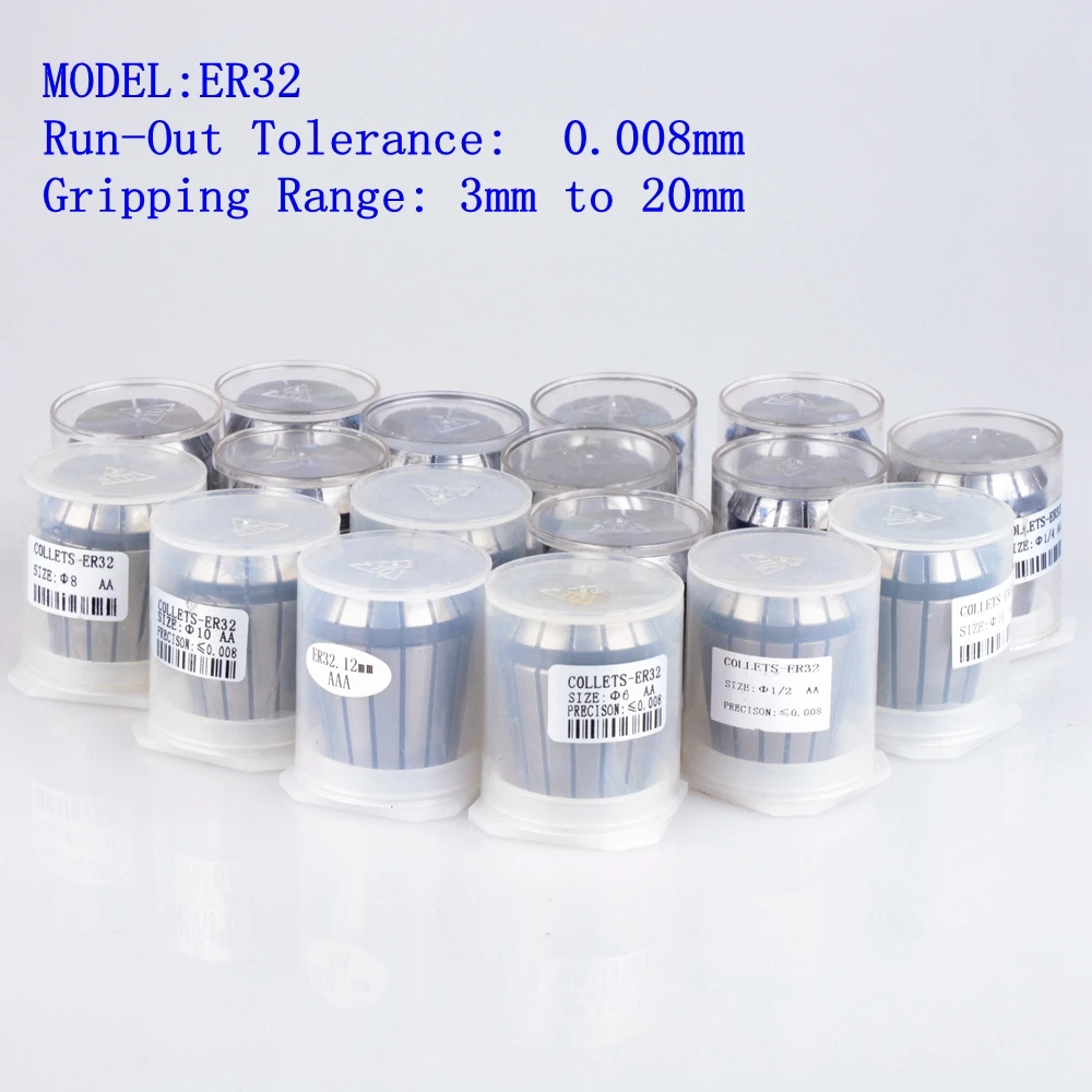 1pcs ER32 3-20mm AA high Precision 0.008 Spring Collet CNC Milling Lathe Tool ER32 Spring Collet Chuck
1pcs ER32 3-20mm AA high Precision 0.008 Spring Collet CNC Milling Lathe Tool ER32 Spring Collet Chuck