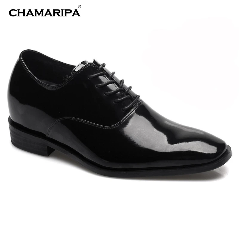 Image CHAMARIPA Glossy Hidden Height Increase Shoes Patent Leather Tuxedo Elevator Shoes