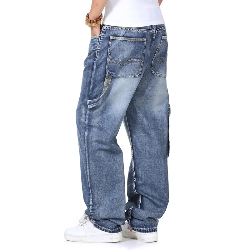 Джинсы карго мужские с широкими штанинами брюки султанки свободного покроя из