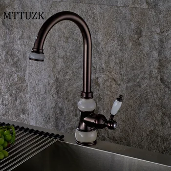 

MTTUZK Free Shipping Oil Rubbed ORB Brass Jade Faucets Kitchen Faucet Antique Sink Basin Water Taps Deck Mounted torneira