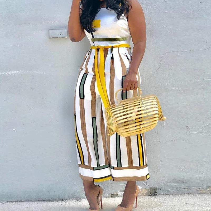 2019 Women Contrast Striped Backless Wide Leg Jumpsuit Wrap Belt Slim Fit Strapless Chic Loose Summer Jumpsuit
2019 Women Contrast Striped Backless Wide Leg Jumpsuit Wrap Belt Slim Fit Strapless Chic Loose Summer Jumpsuit