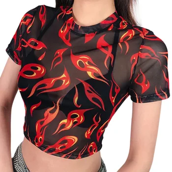Harajuku flame print mesh top women t-shirt transparent short sleeve fashion crop tops tees summer 2019 t shirt slim
Harajuku flame print mesh top women t-shirt transparent short sleeve fashion crop tops tees summer 2019 t shirt slim