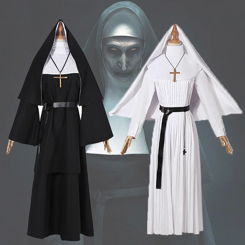 

Adult Halloween Carnival Costumes The Virgin Mary Costume Cosplay Sexy Catholic Nun Robes Clothing Headscarf Cross Suit