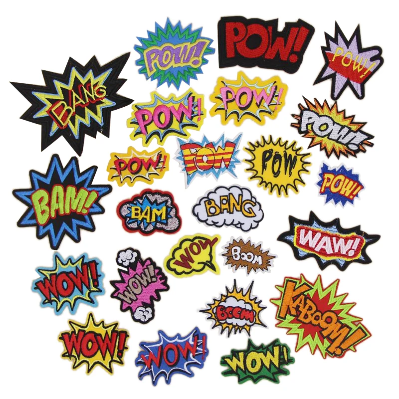 1 pcs patch BAM POW WOW BOOM BANG embroidered iron on patches cloth accessories popular clothing bag hat shoe Patches Appliques
1 pcs patch BAM POW WOW BOOM BANG embroidered iron on patches cloth accessories popular clothing bag hat shoe Patches Appliques