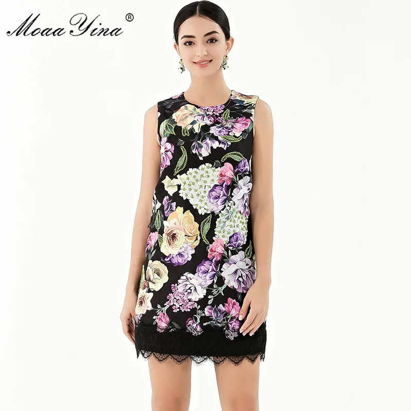 MoaaYina Fashion Designer Runway dress Spring Summer Women Dress Beading Floral-Print Lace Dresses
MoaaYina Fashion Designer Runway dress Spring Summer Women Dress Beading Floral-Print Lace Dresses