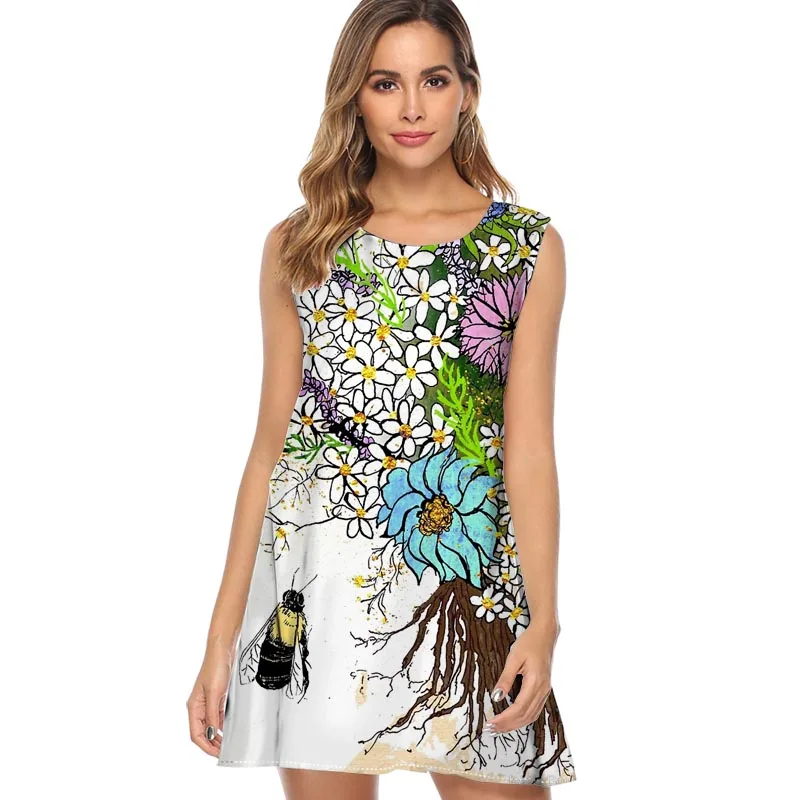 2019 Bee collecting honey Print 3D Summer Beach Dress Women A Line Sleeveless Sexy Dress Casual Loose Chiffon Beach Dress
2019 Bee collecting honey Print 3D Summer Beach Dress Women A Line Sleeveless Sexy Dress Casual Loose Chiffon Beach Dress
