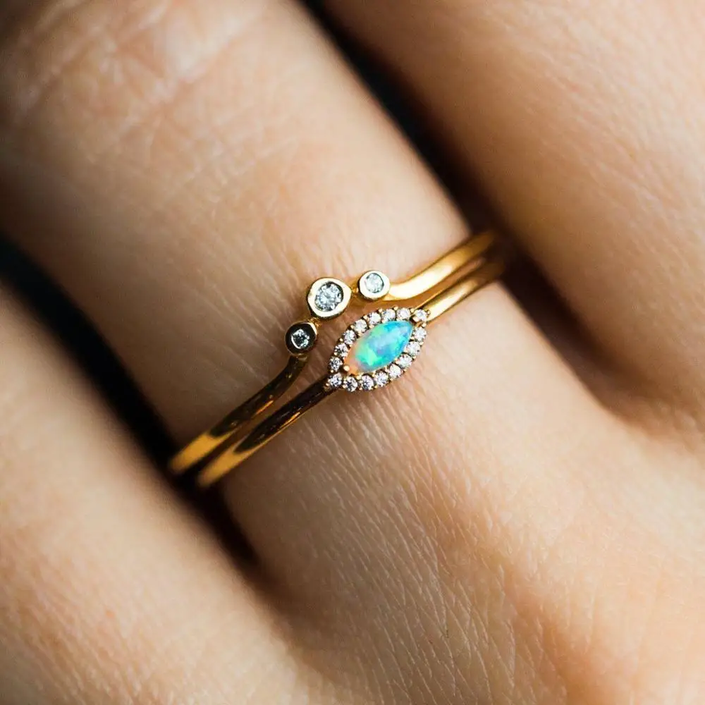 us size 5 6 7 8 set of 2 pcs wedding engagement ring set Gold color cute lovely opal stone eye cz thin small rings
us size 5 6 7 8 set of 2 pcs wedding engagement ring set Gold color cute lovely opal stone eye cz thin small rings