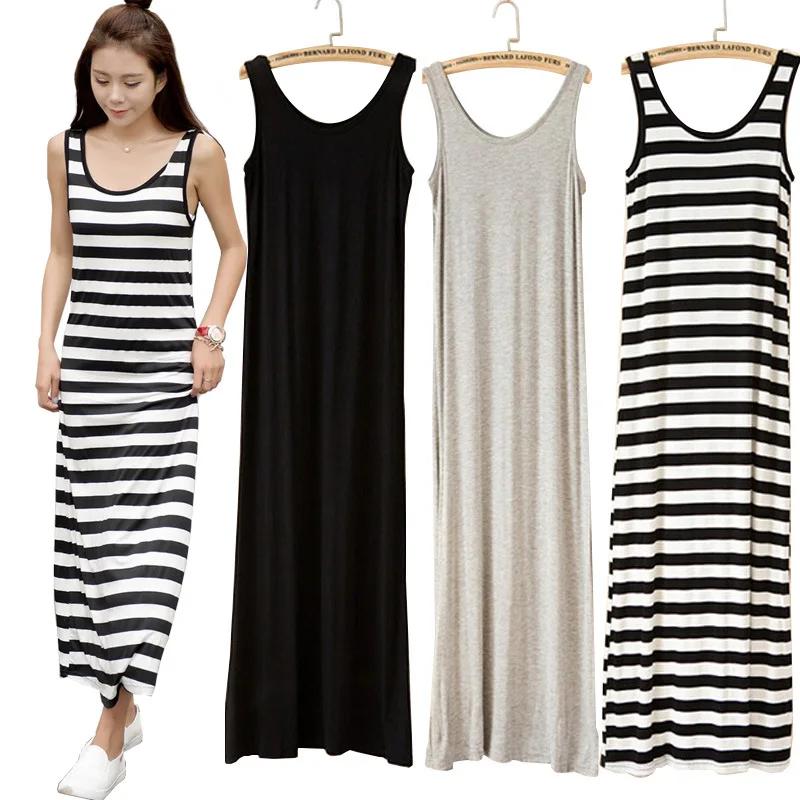 Plus size women bodycon maxi dress Robe longue femme tank dress Summer sundress Casual sleeveless striped long tshirt dress
Plus size women bodycon maxi dress Robe longue femme tank dress Summer sundress Casual sleeveless striped long tshirt dress