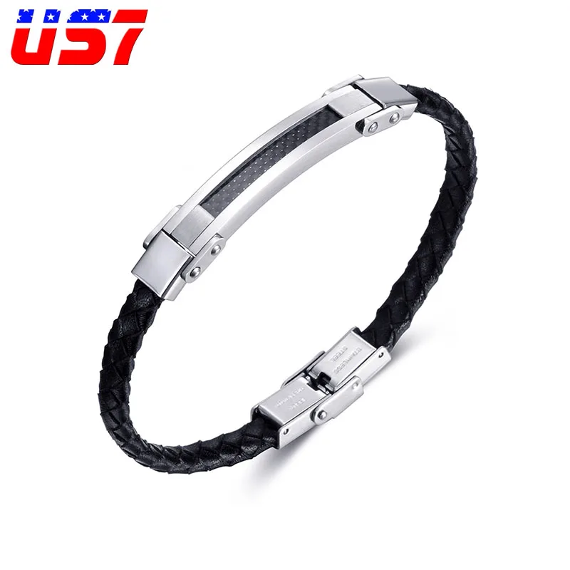 US7 Genuine Leather Carbon Fiber Bracelets & Bangles Stainless Steel Charm Handmade Bangle for Men Fashion Jewelry Gift
US7 Genuine Leather Carbon Fiber Bracelets & Bangles Stainless Steel Charm Handmade Bangle for Men Fashion Jewelry Gift