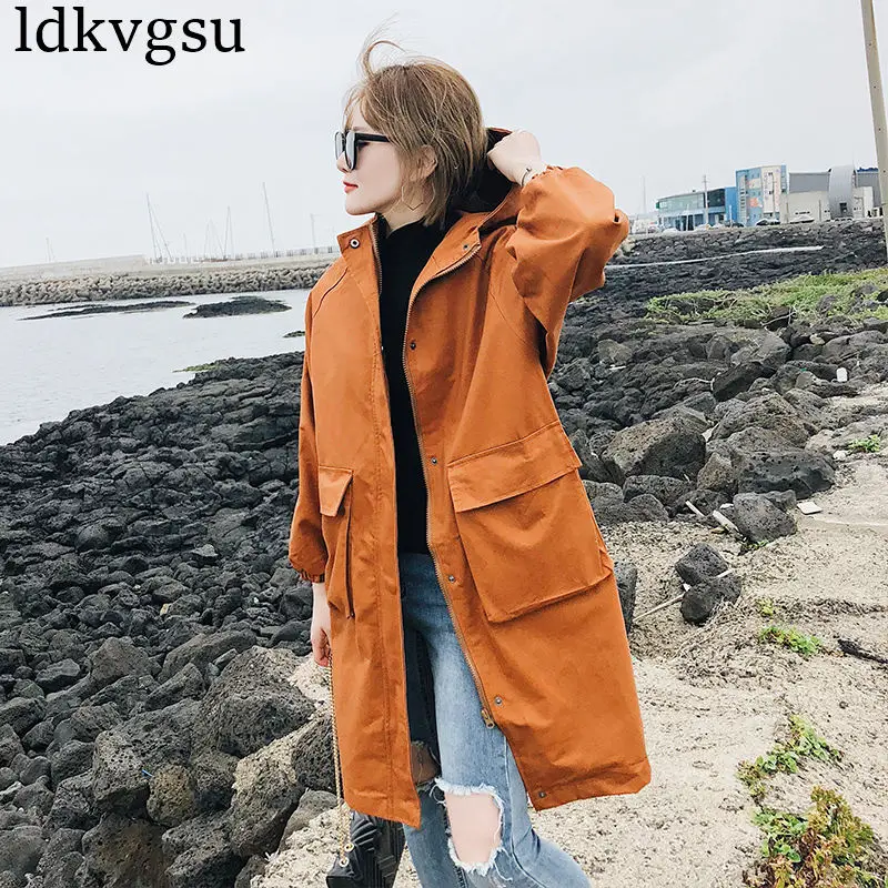 2019 New Windbreaker Women Long section Hooded Loose Korean Large Size Coat Spring Autumn Jackets Outerwear v320
2019 New Windbreaker Women Long section Hooded Loose Korean Large Size Coat Spring Autumn Jackets Outerwear v320