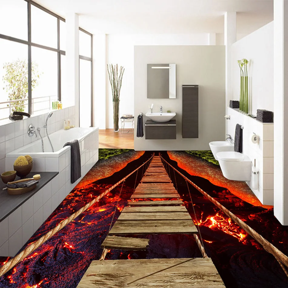 Custom Floor Wallpaper Waterproof Volcanic Lava Rope Bridge Stereoscopic Floor Decoration Mural Sticker Wallpaper For Walls 3D
Custom Floor Wallpaper Waterproof Volcanic Lava Rope Bridge Stereoscopic Floor Decoration Mural Sticker Wallpaper For Walls 3D