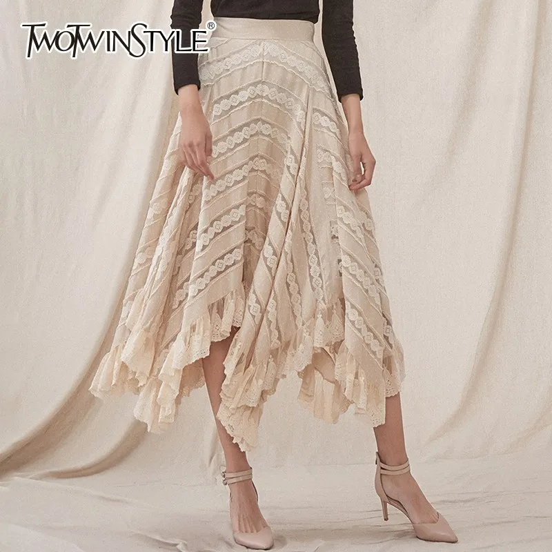 TWOTWINSTYLE Asymmetrical Pleated Skirt Female High Waist Patchwork Mesh Lace Skirts Women Vintage Fashion Clothes 2019 Autumn
TWOTWINSTYLE Asymmetrical Pleated Skirt Female High Waist Patchwork Mesh Lace Skirts Women Vintage Fashion Clothes 2019 Autumn