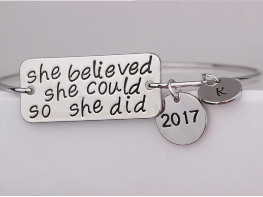Inspirational bangle she believed she could so she did 2017+K fashion jewelry Women copper Charms lettering bracelet B130
Inspirational bangle she believed she could so she did 2017+K fashion jewelry Women copper Charms lettering bracelet B130