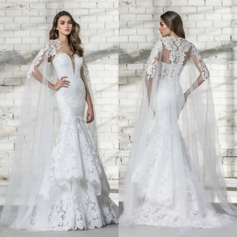 2019 New Bridal Wraps Custom Made Lace Applique Cathedral Wedding Cape Shawls White and Ivory Bridal Jacket
2019 New Bridal Wraps Custom Made Lace Applique Cathedral Wedding Cape Shawls White and Ivory Bridal Jacket