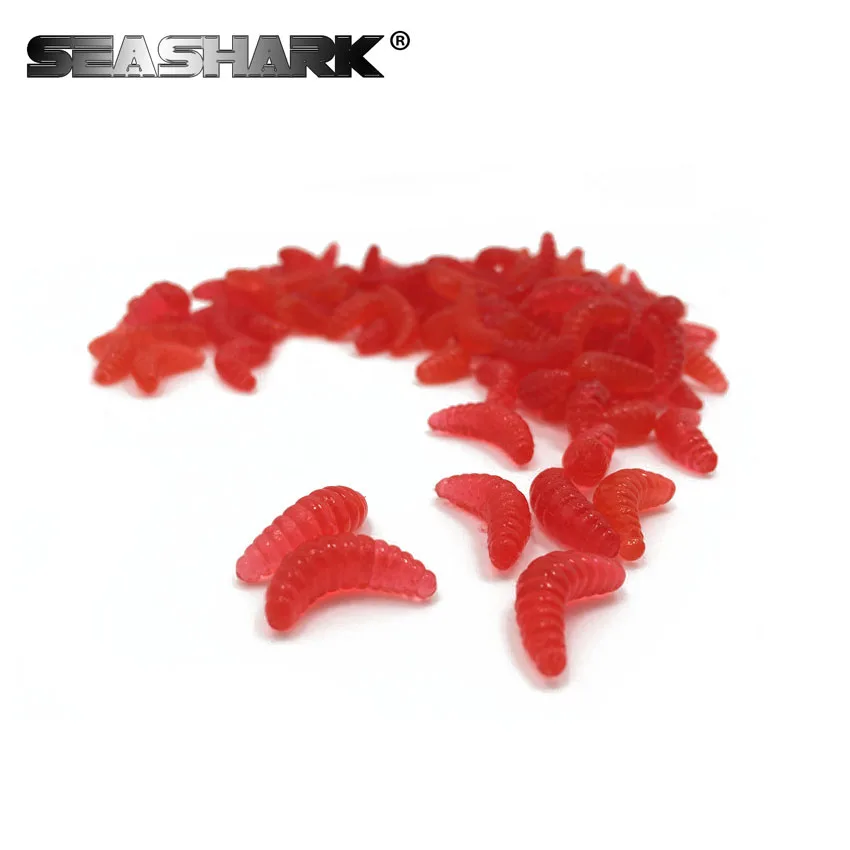 SEASHARK 100pcs/Set 4 color Grub Protein Soft Lure 20mm 0.5g Maggot Fly Fishing Bait | Спорт и развлечения