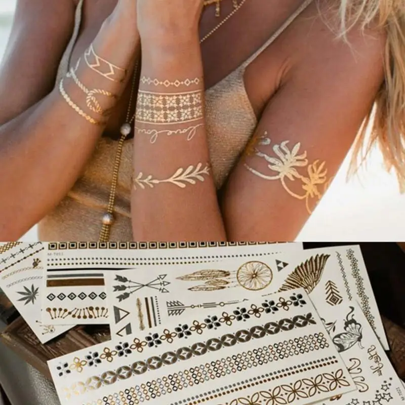 5 Sheets Bohemian Temporary Tattoo Metallic Flash Waterproof Sticker Transfer Body Art Sticker 8types for choose
5 Sheets Bohemian Temporary Tattoo Metallic Flash Waterproof Sticker Transfer Body Art Sticker 8types for choose