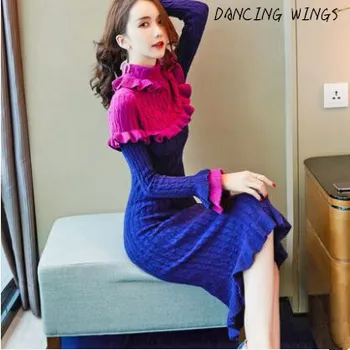 Turtleneck Knitted Sweater Dress Sweet Ruffles Women Elastic Bodycon Dress Blue Sexy Winter Dress Christmas Dress
Turtleneck Knitted Sweater Dress Sweet Ruffles Women Elastic Bodycon Dress Blue Sexy Winter Dress Christmas Dress