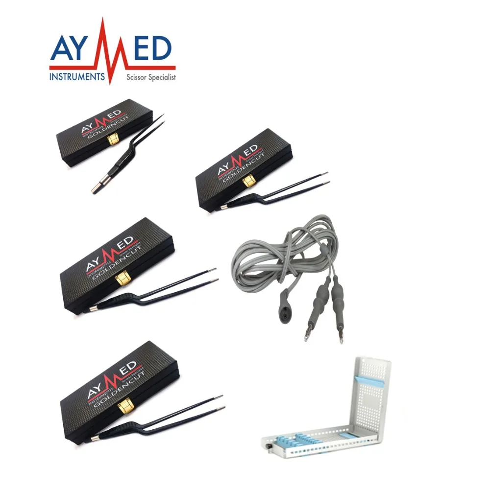 Electrosurgical 4 non stick bipolar forceps 5 cables 2 micro scissors 3 pincet electro surgical instruments 
Electrosurgical 4 non stick bipolar forceps 5 cables 2 micro scissors 3 pincet electro surgical instruments