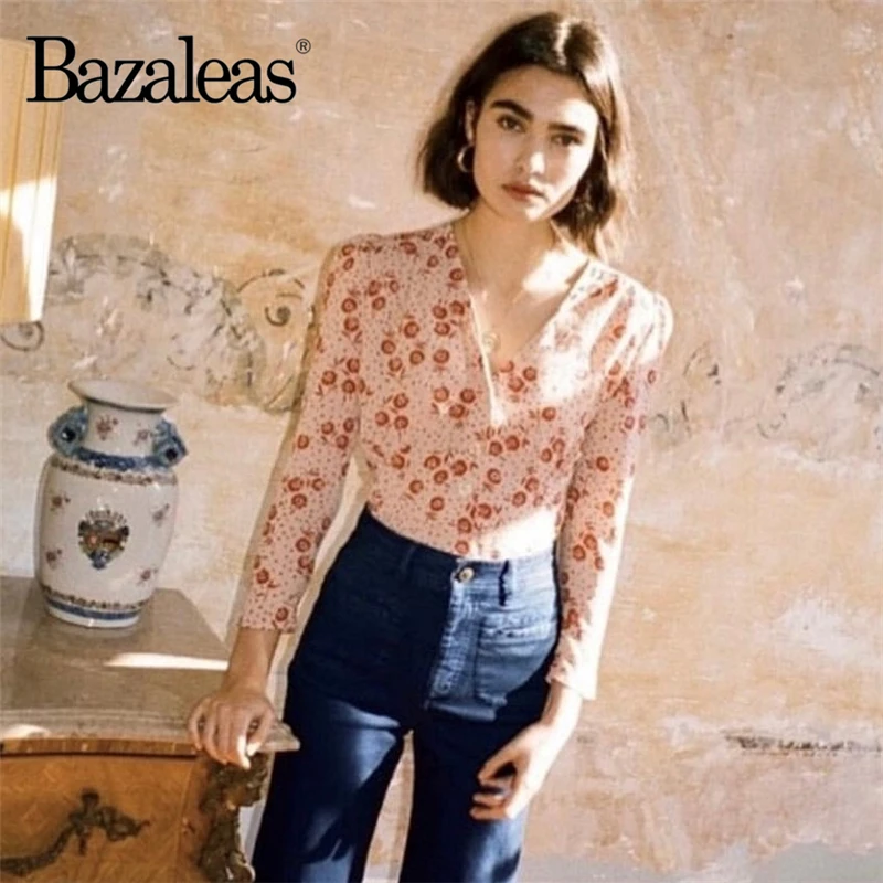 Bazaleas Fashion tournesol rose Print blouse women Vintage Tops Ruffles blusa feminina Center buttons blusas drop ship
Bazaleas Fashion tournesol rose Print blouse women Vintage Tops Ruffles blusa feminina Center buttons blusas drop ship