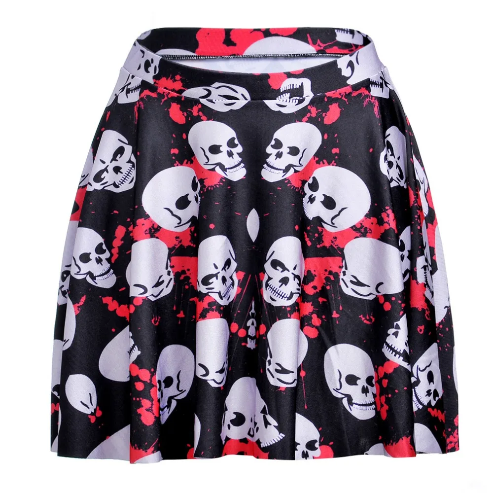 White Skull Printing Pleated Causal Skirt Black Above Knee Skirts Fashion Women High Waist Faldas Saia 4XL Plus Size Ladies Jupe
White Skull Printing Pleated Causal Skirt Black Above Knee Skirts Fashion Women High Waist Faldas Saia 4XL Plus Size Ladies Jupe
