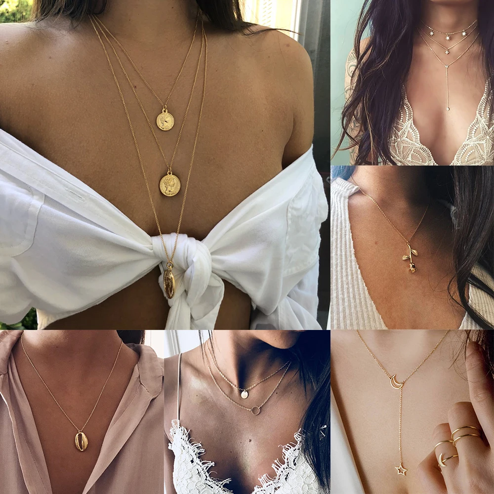 2019 Fashion Coin Figure Shell Rose Pendant Necklace Moon Crystal Choker Necklaces Women Holiday Beach Statement Boho Jewelry
2019 Fashion Coin Figure Shell Rose Pendant Necklace Moon Crystal Choker Necklaces Women Holiday Beach Statement Boho Jewelry