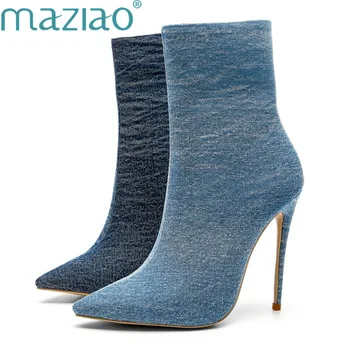 Boots Solid Color Pointed Toe Side Zipper Short Plush Vintage Fashion Shoes Woman Boots Blue Denim MAZIAO
Boots Solid Color Pointed Toe Side Zipper Short Plush Vintage Fashion Shoes Woman Boots Blue Denim MAZIAO