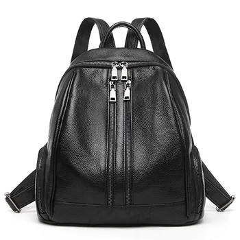 2019 Double Zipper Casual Style Women's Daypack 100% Soft Real Leather Female School Bag Good Quality Cowhide Girl Backpack
2019 Double Zipper Casual Style Women's Daypack 100% Soft Real Leather Female School Bag Good Quality Cowhide Girl Backpack