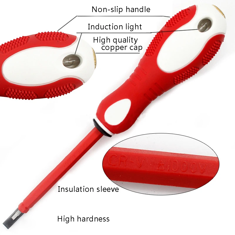 6mm Dual Purpose Screwdriver Tool Multi-function Phillips and Slotted Screwdriver Hand Tools 100-1000V Test Pencil
6mm Dual Purpose Screwdriver Tool Multi-function Phillips and Slotted Screwdriver Hand Tools 100-1000V Test Pencil