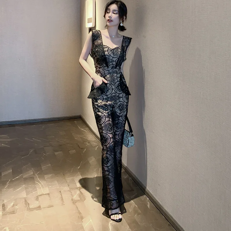 Sexy Spaghetti Strap Sleeveless Summer Maxi Party Jumpsuits Women Bodysuit Catsuit Overall Rompers Black Lace Hollow Jumpsuit
Sexy Spaghetti Strap Sleeveless Summer Maxi Party Jumpsuits Women Bodysuit Catsuit Overall Rompers Black Lace Hollow Jumpsuit