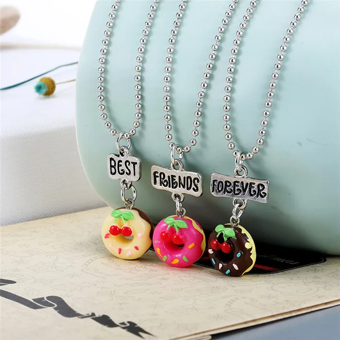 New Set of 3pcs Best Friends BFF pendant Bead Chain Necklace Multicolor Cherry Doughnut kids jewelry lead nickel free
New Set of 3pcs Best Friends BFF pendant Bead Chain Necklace Multicolor Cherry Doughnut kids jewelry lead nickel free