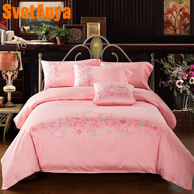 Svetanya Pink flowers Embroidered Bedlinen Queen King 100% Egyptian Cotton Duvet Cover Bedsheet Pillowcase 4pc Bedding Set
Svetanya Pink flowers Embroidered Bedlinen Queen King 100% Egyptian Cotton Duvet Cover Bedsheet Pillowcase 4pc Bedding Set
