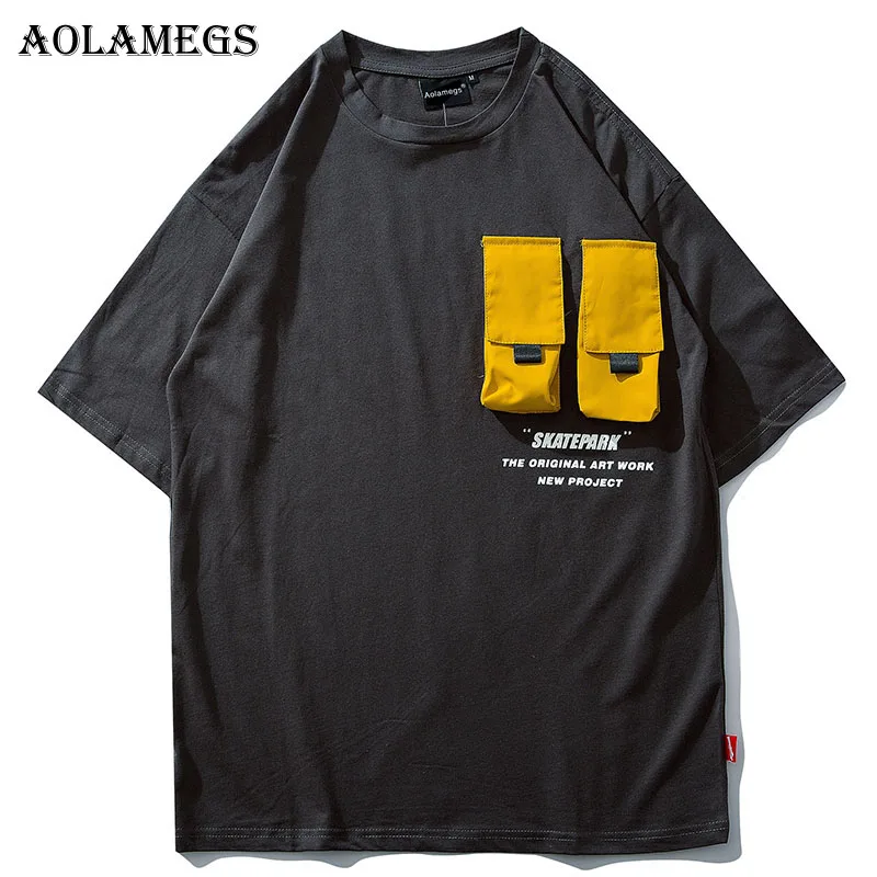 Aolamegs T Shirt Men Small Pockets Solid Men's Tee Shirts Short Sleeve T Shirt Fashion High Street Tees Streetwear Summer
Aolamegs T Shirt Men Small Pockets Solid Men's Tee Shirts Short Sleeve T Shirt Fashion High Street Tees Streetwear Summer