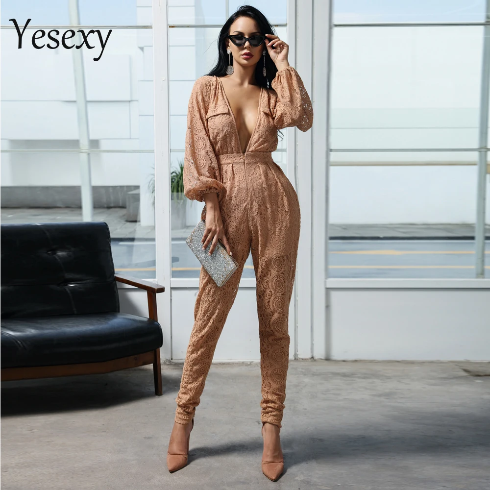 Yesexy 2019 Sexy long sleeve BELLE JUMPSUIT FRONGT button NUDE LACE stitching loose pocket playsuits Rompers VR18433
Yesexy 2019 Sexy long sleeve BELLE JUMPSUIT FRONGT button NUDE LACE stitching loose pocket playsuits Rompers VR18433