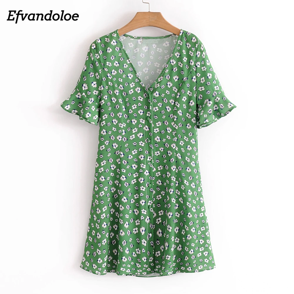 Efvandoloe Green Women Summer Dress Elegant Floral Dress With Button 2018 Summer Short Flare Sleeve Dresses
Efvandoloe Green Women Summer Dress Elegant Floral Dress With Button 2018 Summer Short Flare Sleeve Dresses