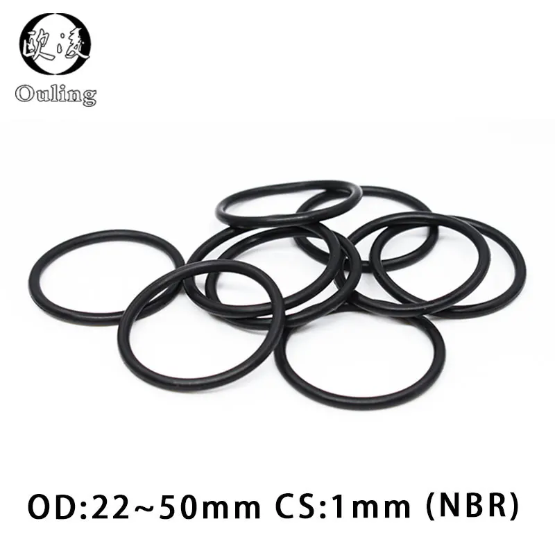 

20PCS/lot Rubber Ring Black NBR Sealing O-Ring 1mm Thickness OD22/23/24/25/26/27/28/30/35/40/50mm O Ring Seal Nitrile Oil Washer