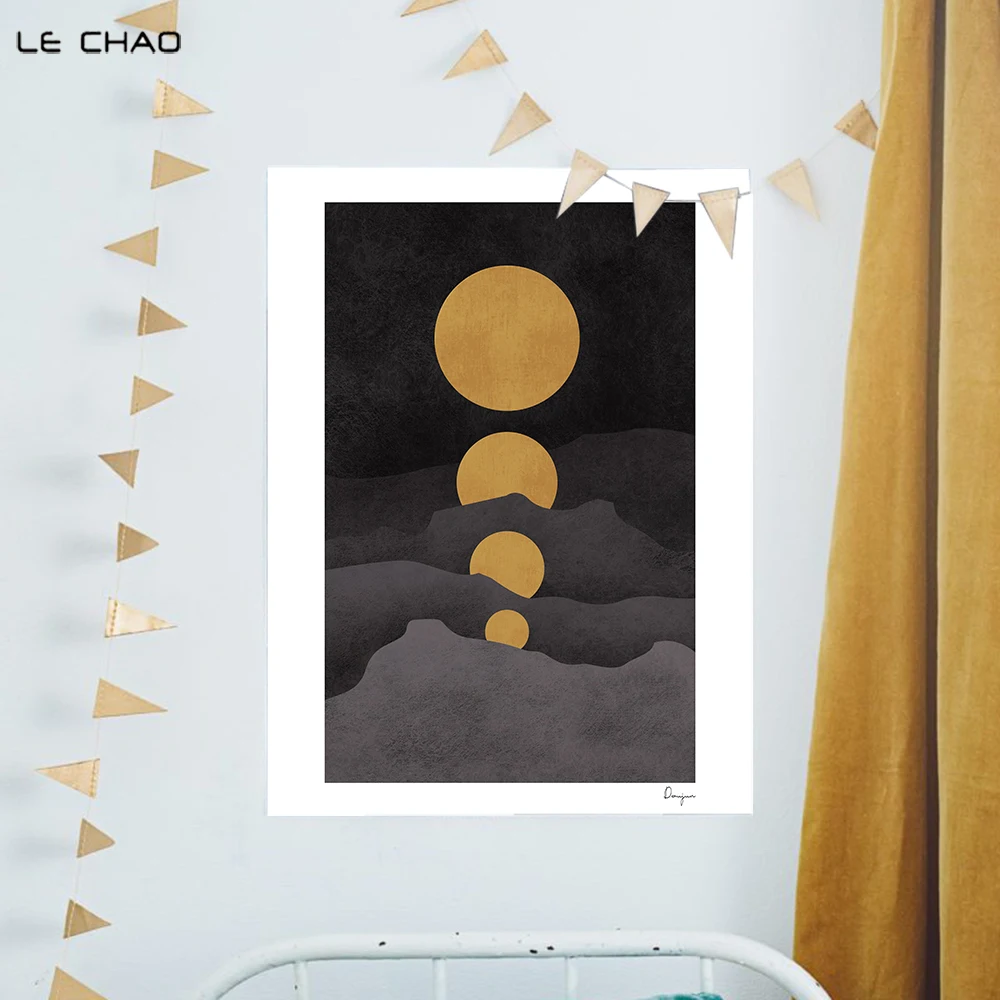 LECHAO Moon Rise Холст плакат водостойкие чернила для гостиной натюрморт жизнь домашний