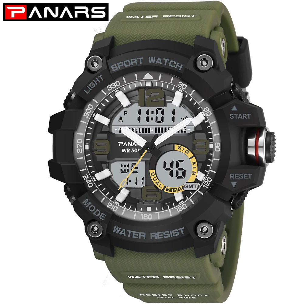 PANARS top luxury brand G style men's military sports watch LED digital watch waterproof men's watch Relogio Masculino
PANARS top luxury brand G style men's military sports watch LED digital watch waterproof men's watch Relogio Masculino