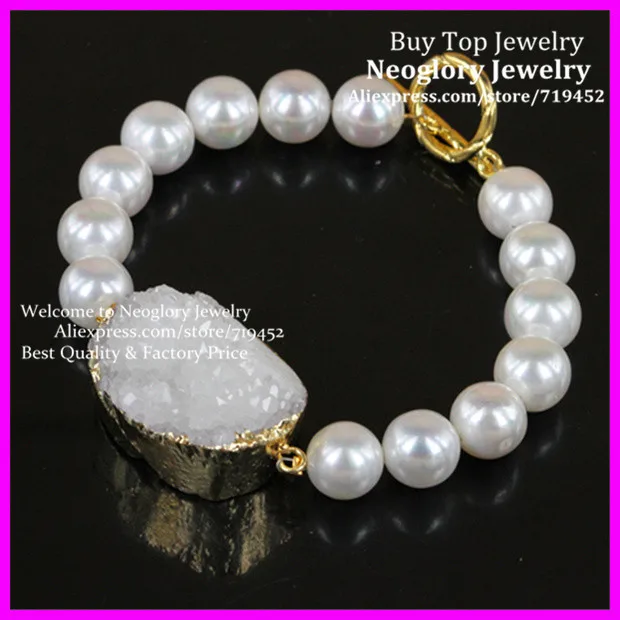 Fashion White Freshwater Pearl Gold Toggle CLasp Bracelet,Nature White Druzy Stone Stone Connector,Drusy Quartz Bracelet
Fashion White Freshwater Pearl Gold Toggle CLasp Bracelet,Nature White Druzy Stone Stone Connector,Drusy Quartz Bracelet