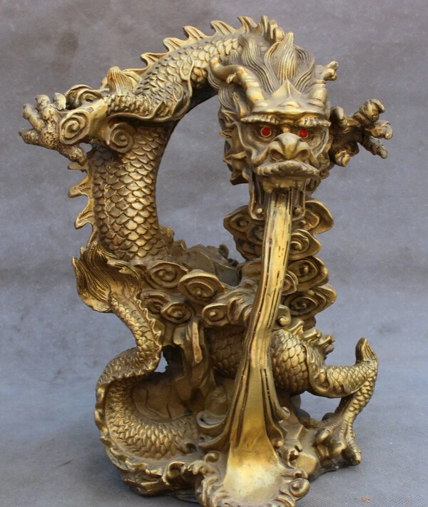 JP S62 10'' Chinese Brass FengShui Year Zodiac Copper Flying Dragon Water Spit Statue
JP S62 10'' Chinese Brass FengShui Year Zodiac Copper Flying Dragon Water Spit Statue