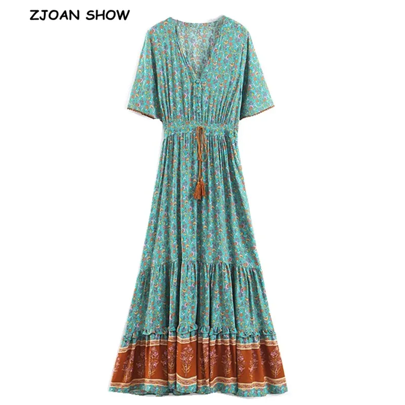 2019 Bohemian Open Button V neck Location Floral Print Dress Ethnic Woman Short Sleeve Tassel Ball Maxi Long Dresses Holiday
2019 Bohemian Open Button V neck Location Floral Print Dress Ethnic Woman Short Sleeve Tassel Ball Maxi Long Dresses Holiday