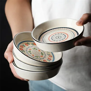 Ethnic wind flower pottery dishes soy sauce vinegar sauce dish home small baking desserts dessert plate 
Ethnic wind flower pottery dishes soy sauce vinegar sauce dish home small baking desserts dessert plate