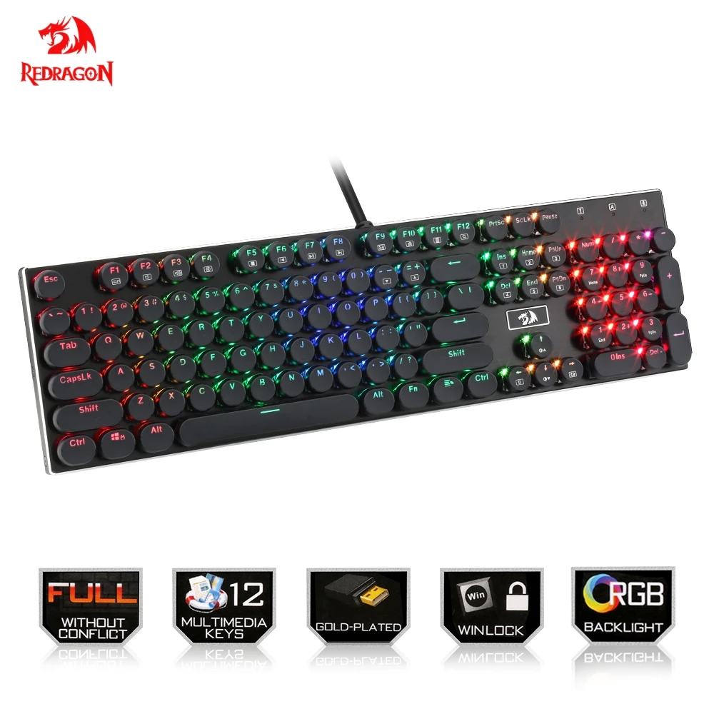 Redragon K556 RGB-RK Aluminum USB mechanical gaming keyboard Brown Switch diy Ergonomic LED backlit 104 wired Computer PC game
Redragon K556 RGB-RK Aluminum USB mechanical gaming keyboard Brown Switch diy Ergonomic LED backlit 104 wired Computer PC game