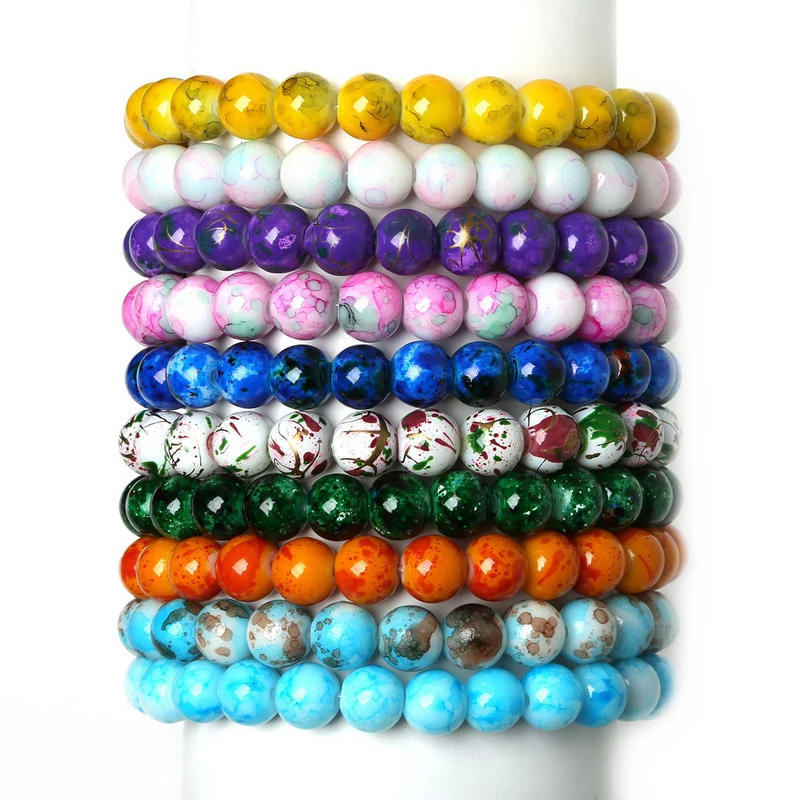 New Fashion High Quality 8mm Glass Chic Assorted Colorful Beads Charm Bracelet bangles with Mix Color-Pick 19cm for Women Men
New Fashion High Quality 8mm Glass Chic Assorted Colorful Beads Charm Bracelet bangles with Mix Color-Pick 19cm for Women Men