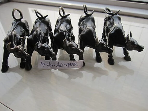 5 шт. Уолл-Стрит Бронзовый Ожесточенные Bull OX Статуя украшения бронза заводские