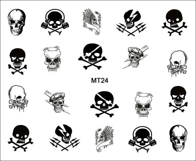 1 Sheet Nail MT24 Black White Bone Fork Skull Fashion Nail Art Water Transfer Sticker Decal For Nail Tattoo Tips Nail Tool
1 Sheet Nail MT24 Black White Bone Fork Skull Fashion Nail Art Water Transfer Sticker Decal For Nail Tattoo Tips Nail Tool