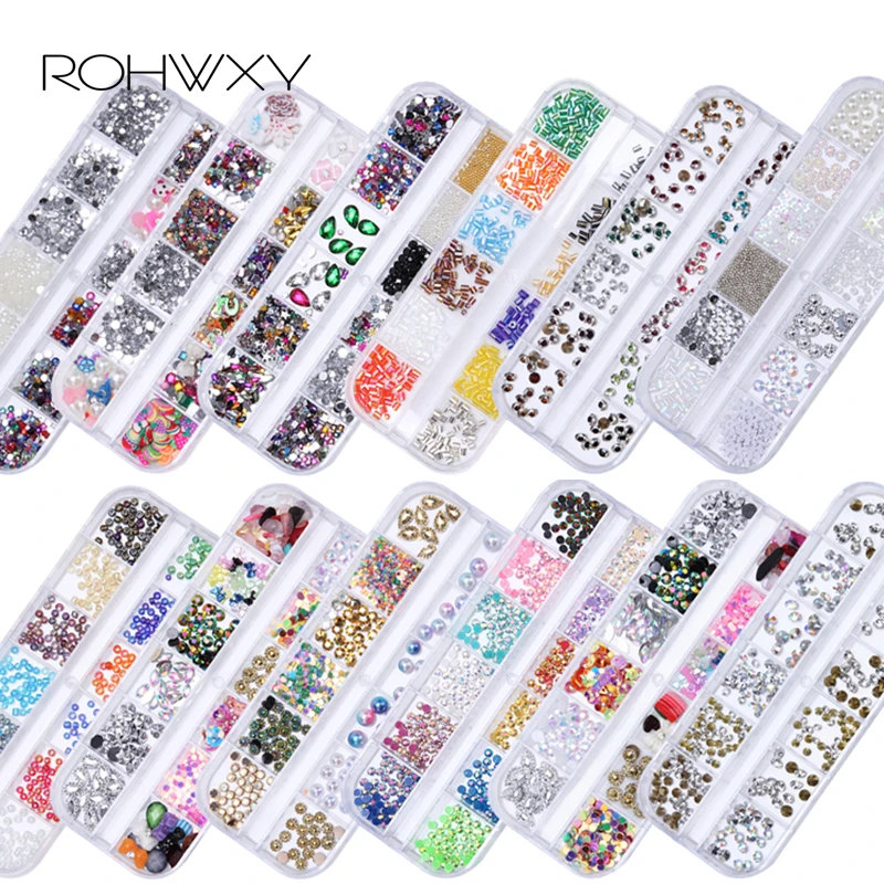 ROHWXY 1 Box Glass Nail Decorations Nail Rhinestones Manicure Multi Size 3D Mixed Colors AB Crystal Strass DIY Nail Art Design
ROHWXY 1 Box Glass Nail Decorations Nail Rhinestones Manicure Multi Size 3D Mixed Colors AB Crystal Strass DIY Nail Art Design