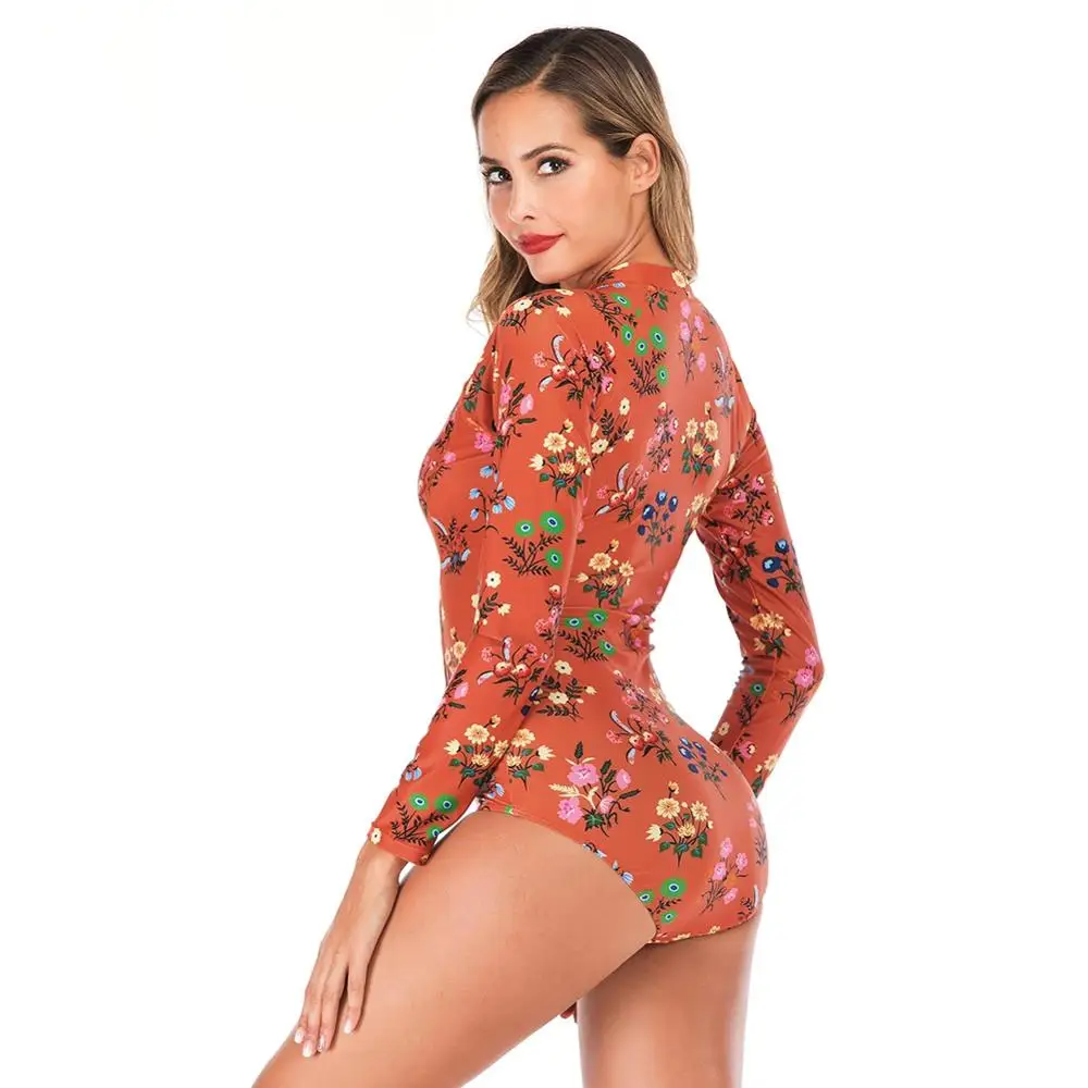 Women Long Sleeve Surfing One Piece Floral Printed Rash Guards Zip Up Bikini Monikini Swimsuit Beach Bathing Suit
Women Long Sleeve Surfing One Piece Floral Printed Rash Guards Zip Up Bikini Monikini Swimsuit Beach Bathing Suit
