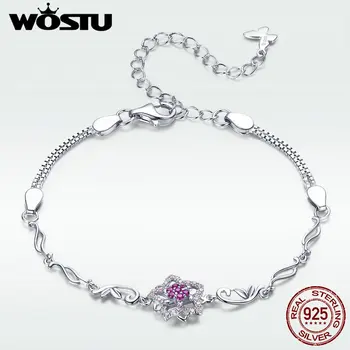 WOSTU 2020 New 100% 925 Sterling Silver Five Petal Pink Peach Blossom Chain & Link Bracelets Luxury Genuine Jewelry Gift DAB005
WOSTU 2020 New 100% 925 Sterling Silver Five Petal Pink Peach Blossom Chain & Link Bracelets Luxury Genuine Jewelry Gift DAB005