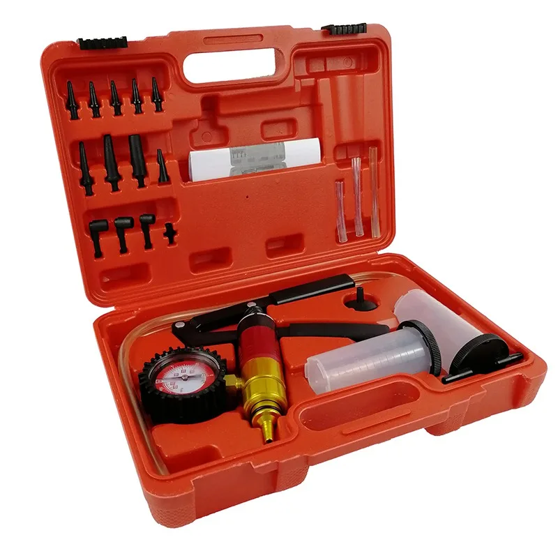 VicTsing 21Pcsset Car Handheld Vacuum Pump Set Tester for Automotive with Adapters Brake Fluid Bleeder Bleeding Test Kit 0-4bar (6)
