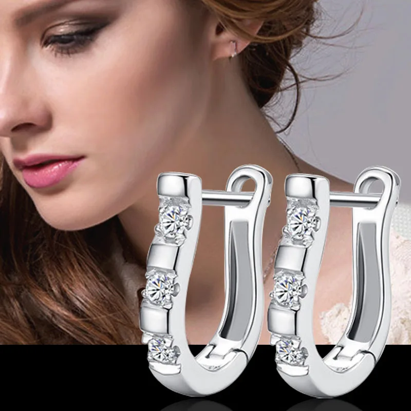 Женские серьги с кристаллом пусеты цирконием женские пусеты|925 earing|earrings 925pendientes